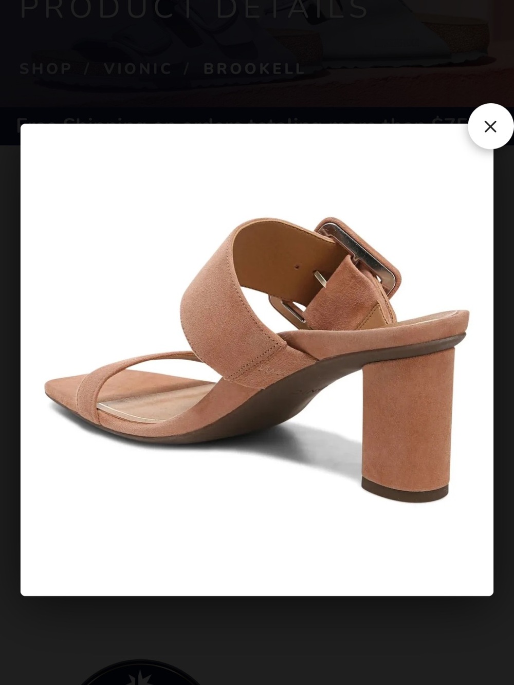 Vionic Women's Suede Brookell  Buckle Slide Sandals in Blush - Picture 14 of 15